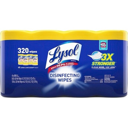 Reckitt Benckiser LYSOL 90641, DISINFECTING WIPES, 7 X 8, LEMON AND LIME BLOSSOM, 960PK RAC90641